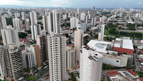 Drone footage of the cityscape of Cuiaba the Capital of Mato Grosso State on a cloudy day, Brazil photo