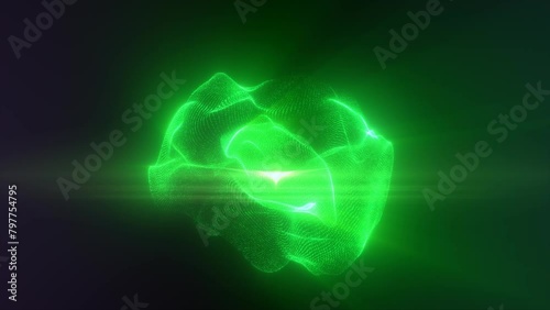 Wallpaper Mural Green energy magic sphere round high-tech digital ball core of light rays waves lines and energy particles. Abstract background. Video in high quality 4k, motion design Torontodigital.ca