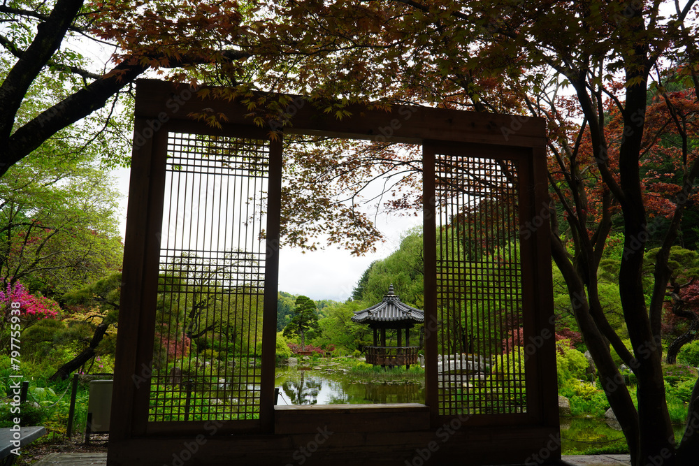 the ponds and pavilions of the Garden of Morning Calm the ponds and pavilions of the Garden of Morning Calm