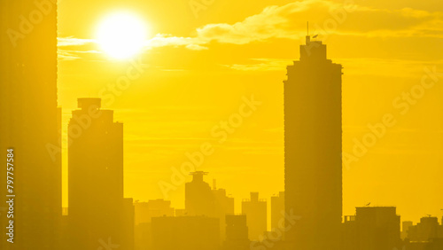 Photography Sunset and silhouettes of buildings timelapse. Hong Kong