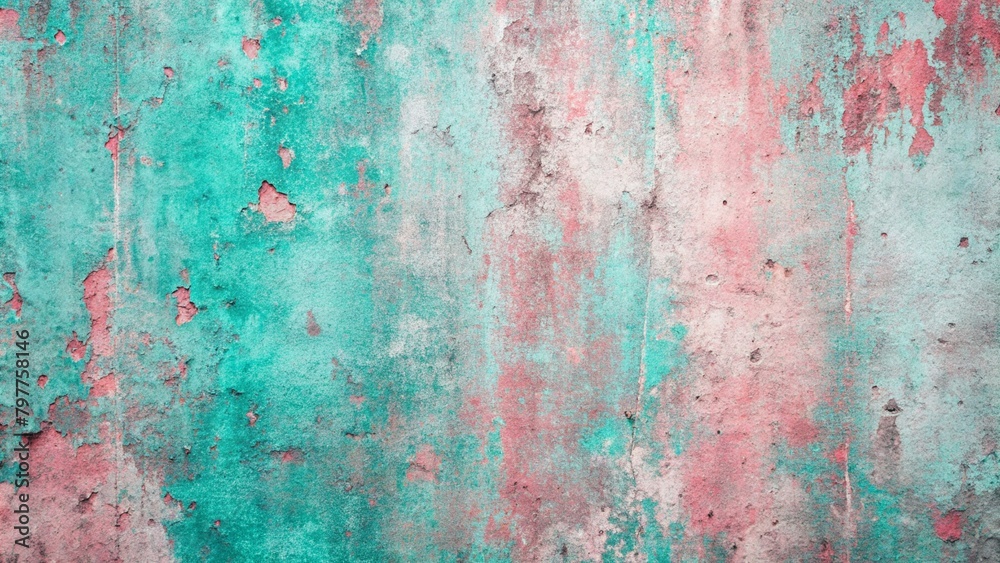 Pastel pink and teal grunge concrete texture background