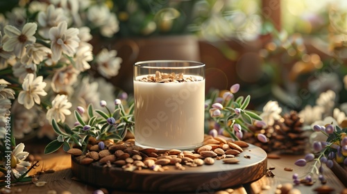  almond milk , stock photo top view Flat lay © nataliya_ua
