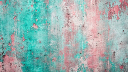 Pastel pink and teal grunge concrete texture background