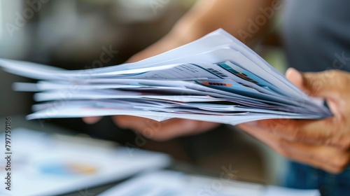 Hand holding a stack of investment documents