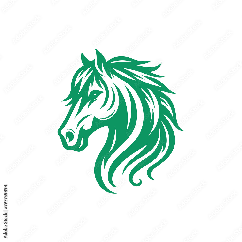 Green and White Illustration of Head Horse on Side Footage