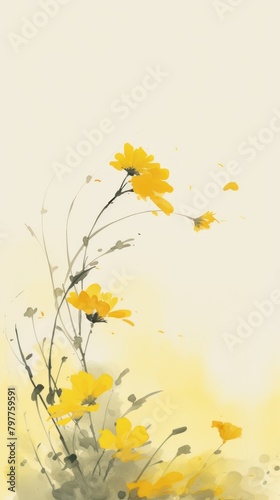 Flower painting yellow plant.