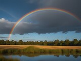 rainbow over lake