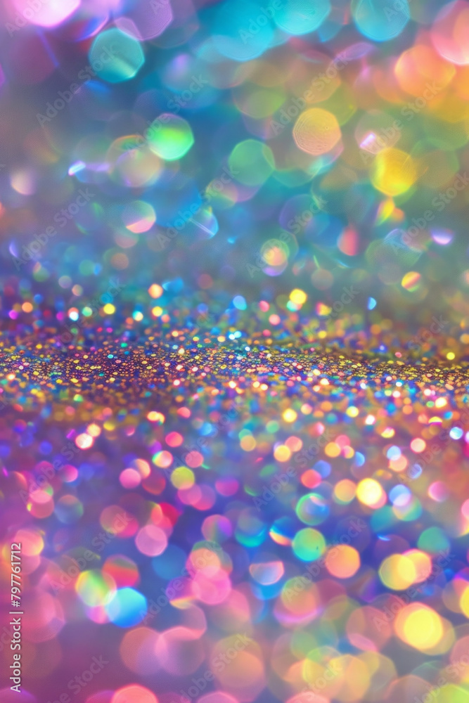 Glitter texture featuring shimmering reflections and rainbow colours. 