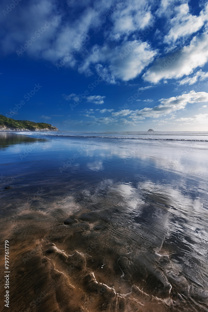 Black Sand of Muriwai Beach, New Zealand.