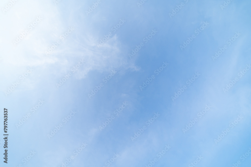 Clear blue sky with white fluffy clouds at noon. Day time. Abstract nature landscape background. Clear blue sky with white fluffy clouds at noon. Day time. Abstract nature landscape background.