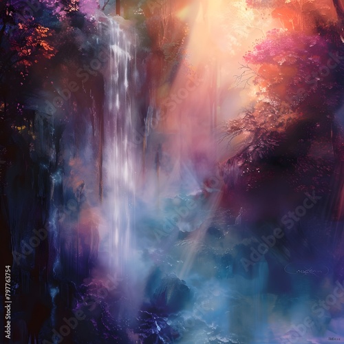 Mystical fractal forest of colors art 