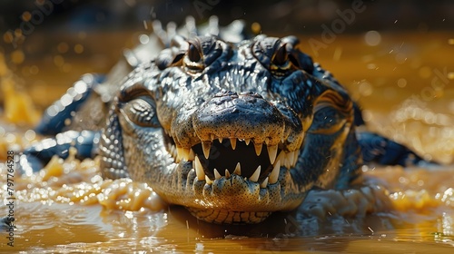 American Crocodiles  Crocodylus Cacutus  Animals In The River - Generative AI