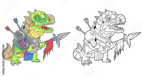 fantasy dinosaur knight, illustration design