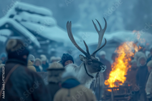 AI generated illustration of reindeer herder festival in Siberia photo