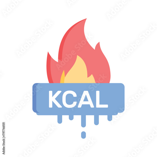 Calories burning, kcal icon, fitness and exercise vector design