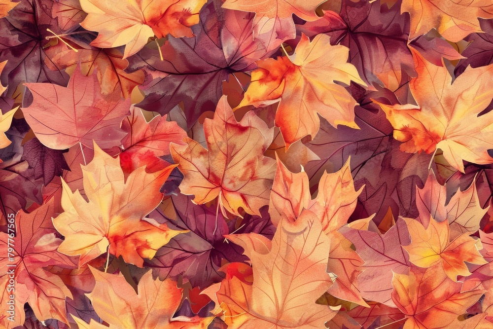 Seamless pattern of watercolor leaves Seamless pattern of watercolor leaves