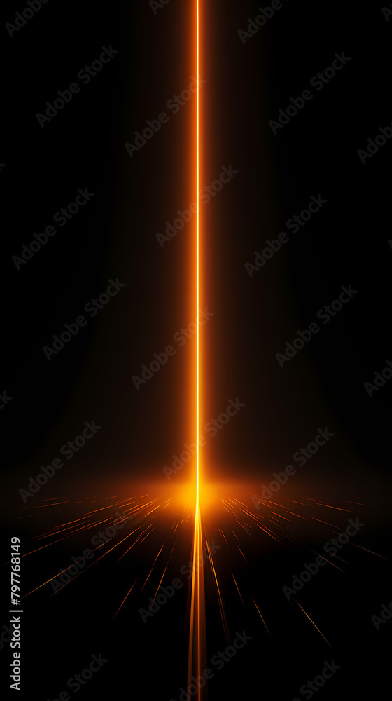 A beam of light shines on a black background, creating an orange glow effect A beam of light shines on a black background, creating an orange glow effect
