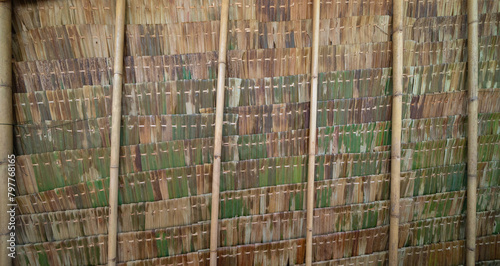 A roof made of dried nipa palm leaves. © tampatra