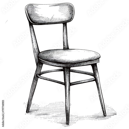Vintage engraving of a chair. Digitally restored image from a mid-19th century Encyclopaedia.