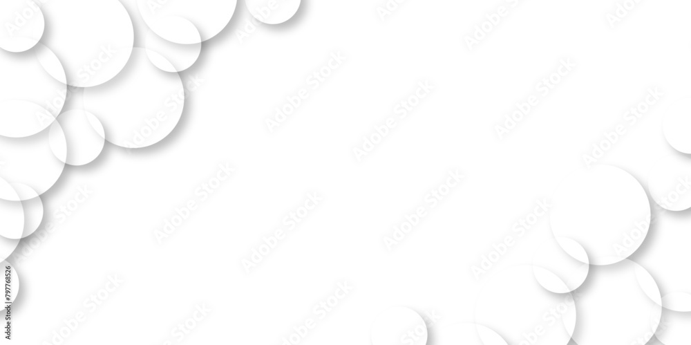 Obraz premium Modern abstract white background with transparent layers circle shape with shadow. White color technology concept background. abstract template design Banner Pattern texture space concept.