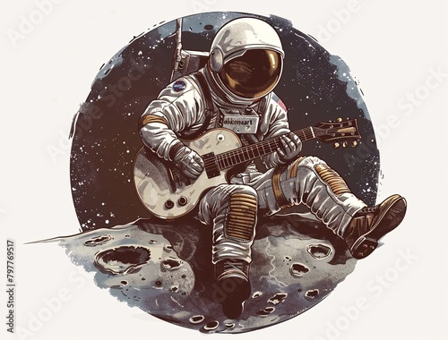 an astronaut playing a guitar