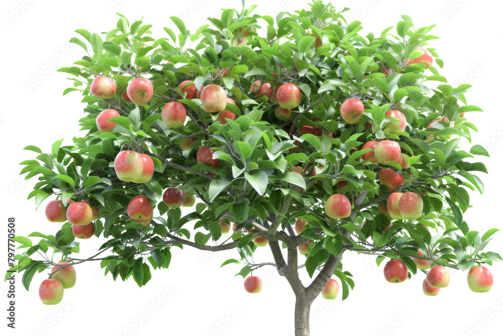 A majestic tree bursting with an abundance of ripe and colorful fruit