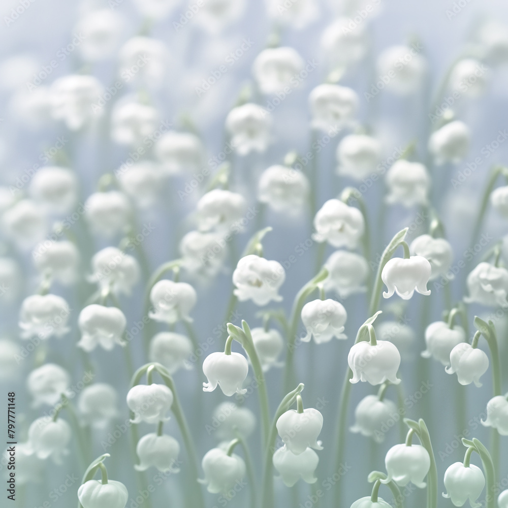 Lily of the valley flowers on pure colour background, lily of the valley flowers background image