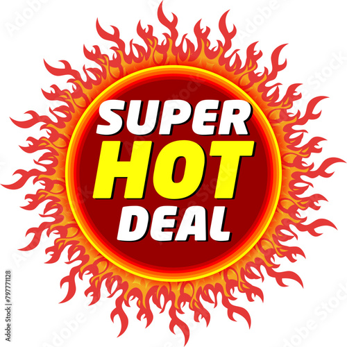 Hot Deal, Hot Price, Hot Icons, Hot Logo, Hot deal logo design with burning fire vector