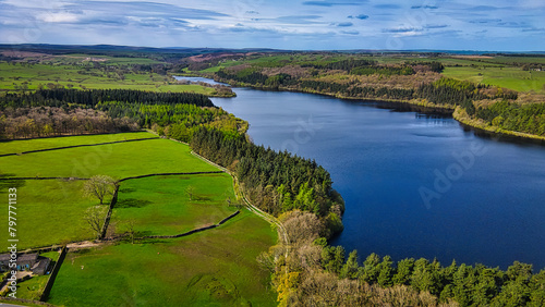 Serene Lake Aerial View in North Yorkshire