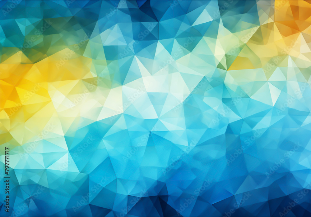 Abstract background formed by blue, turquoise and yellow triangles Abstract background formed by blue, turquoise and yellow triangles