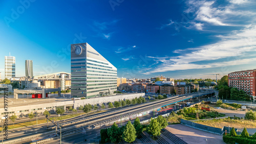 Modern buildings in the new area of Portello timelapse, Milan, Italy photo