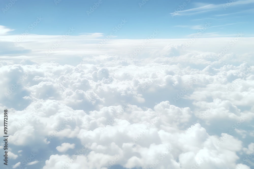 White cloud pattern, aerial view above, serene, broad perspective