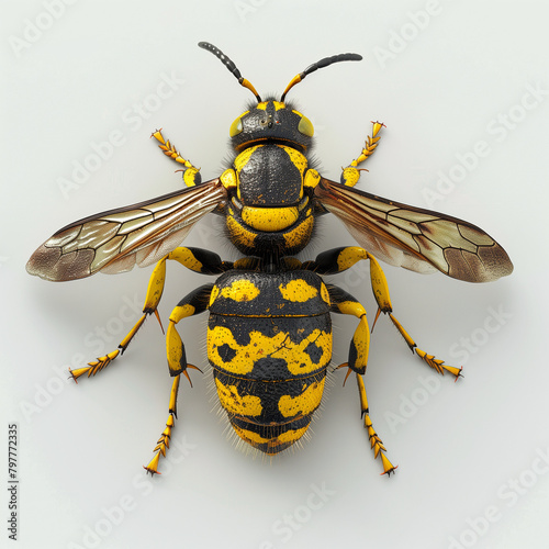  realistic photo of wasp side view on white background.