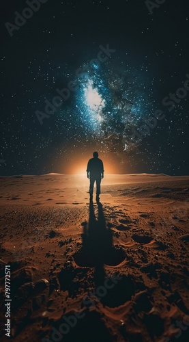 a person standing in a desert photo