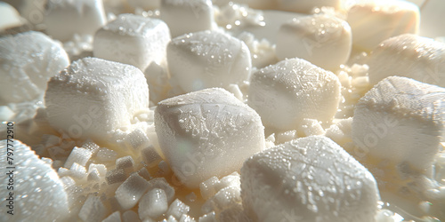 Close up of white marshmallow in the white background, Close-Up of White Marshmallow on White Background: Sweet Treat