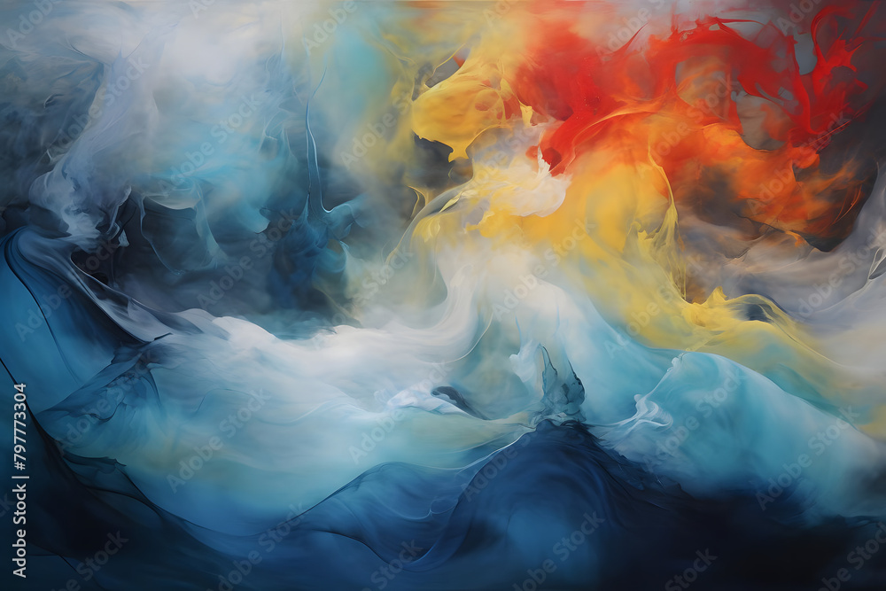 Ethereal Echo Ensemble, abstract landscape art, painting background, wallpaper, generative ai