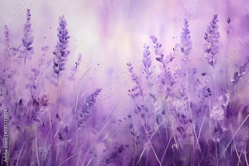 Lavender Lullaby Luminary, abstract landscape art, painting background, wallpaper, generative ai