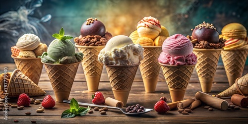 various ice-creams assorted