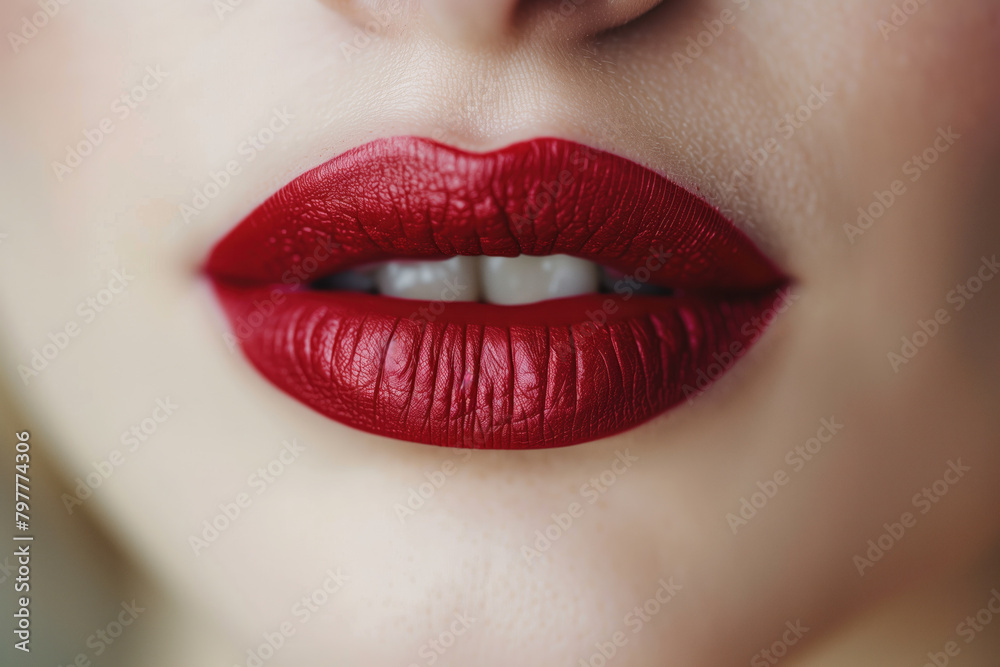 Sexy Lips, Glossy Red Lipstick, Generative AI Sexy Lips, Glossy Red Lipstick, Generative AI