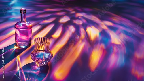 Whiskey im Glas mit Lichter Bokeh im Hintergrund als Poster, ai generativ