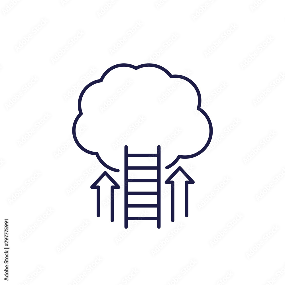 cloud and ladder icon, line vector cloud and ladder icon, line vector