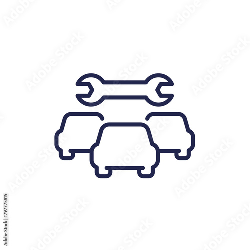 car fleet repair icon on white, line vector