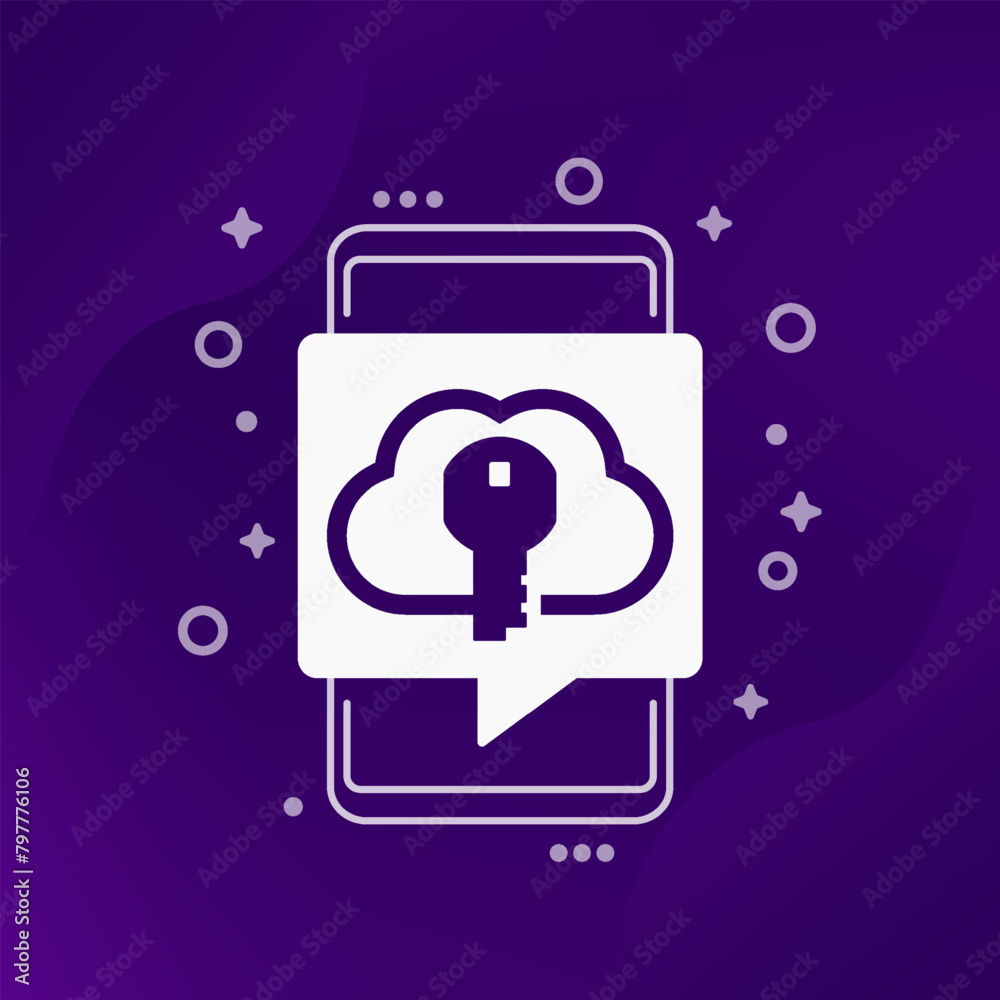 key to cloud icon for mobile apps key to cloud icon for mobile apps