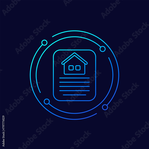 house document icon, linear design