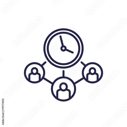 people and time icon, line vector