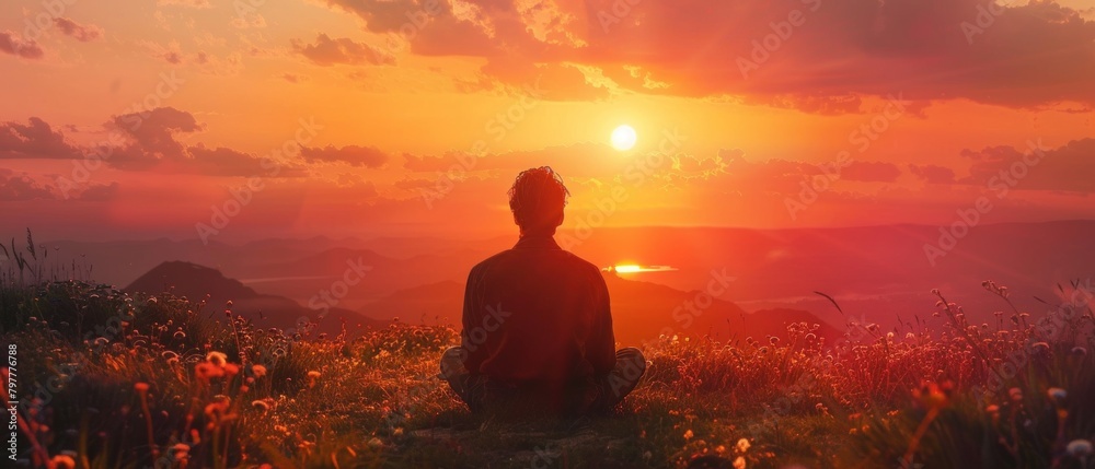 A leader gazes at the sunset, reminiscing about the challenges overcome. A leader gazes at the sunset, reminiscing about the challenges overcome.