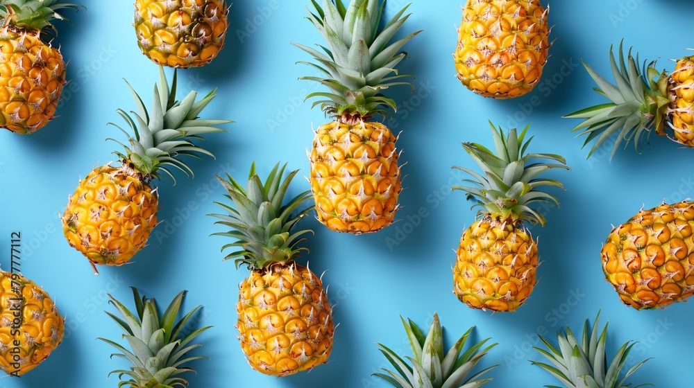 pineapples on blue background pineapples on blue background