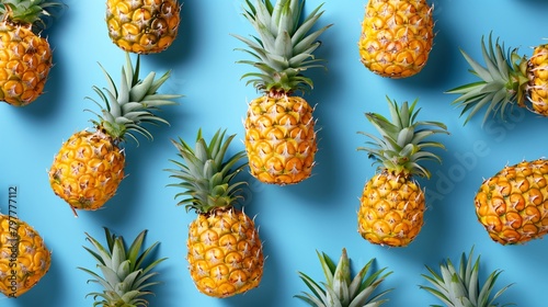 pineapples on blue background