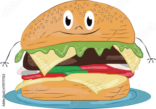 vector drawing of a burger
