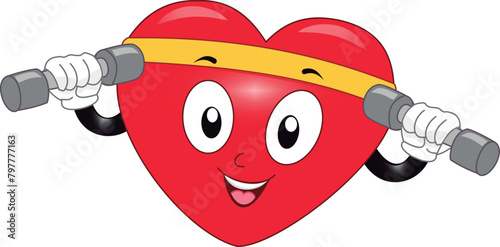 vector drawing of a happy heart exercising